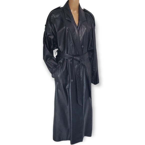 Pelle Studio Jackets & Blazers - Pelle Studio Vintage Black Leather Trench Coat Size M